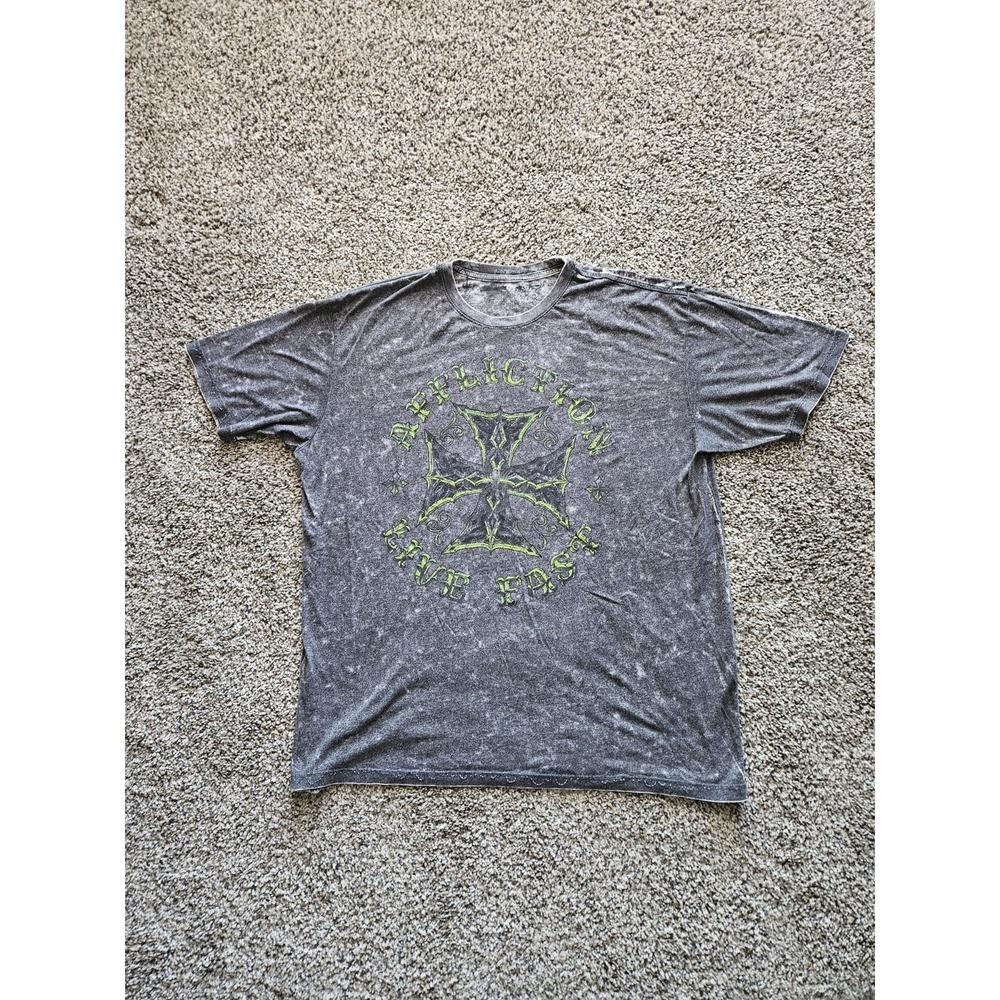 Vintage Y2K Affliction Reversible Military Eagle T-Shirt Size 3XL Fits 2XL